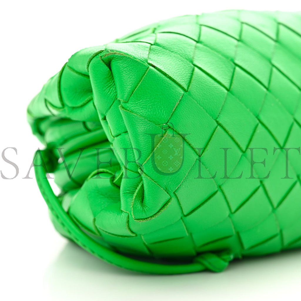 BOTTEGA VENETA NAPPA INTRECCIATO THE MINI POUCH CLUTCH PARAKEET  (22*13*6cm)